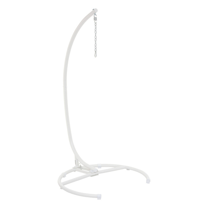 Conjunto poltrona suspensa em forma de ovo DILMAU + suporte PANAO Branco Aço tratado com epóxi, Tratamento antiferrugem reforçado, Olefina Argila